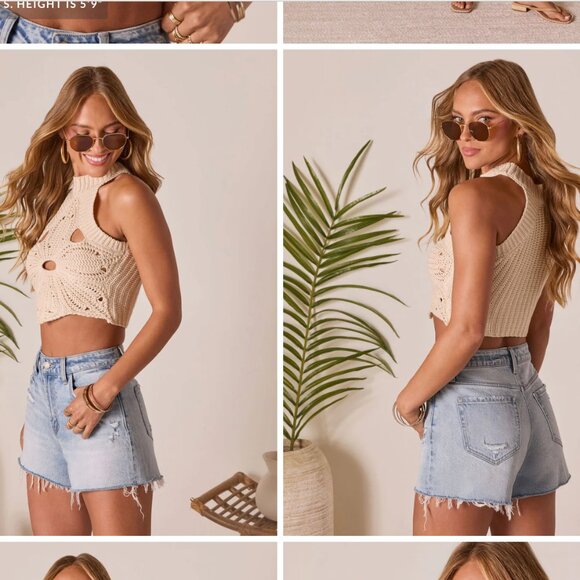 Isobel Mock Neck Crochet Tank - Picture 2 of 3